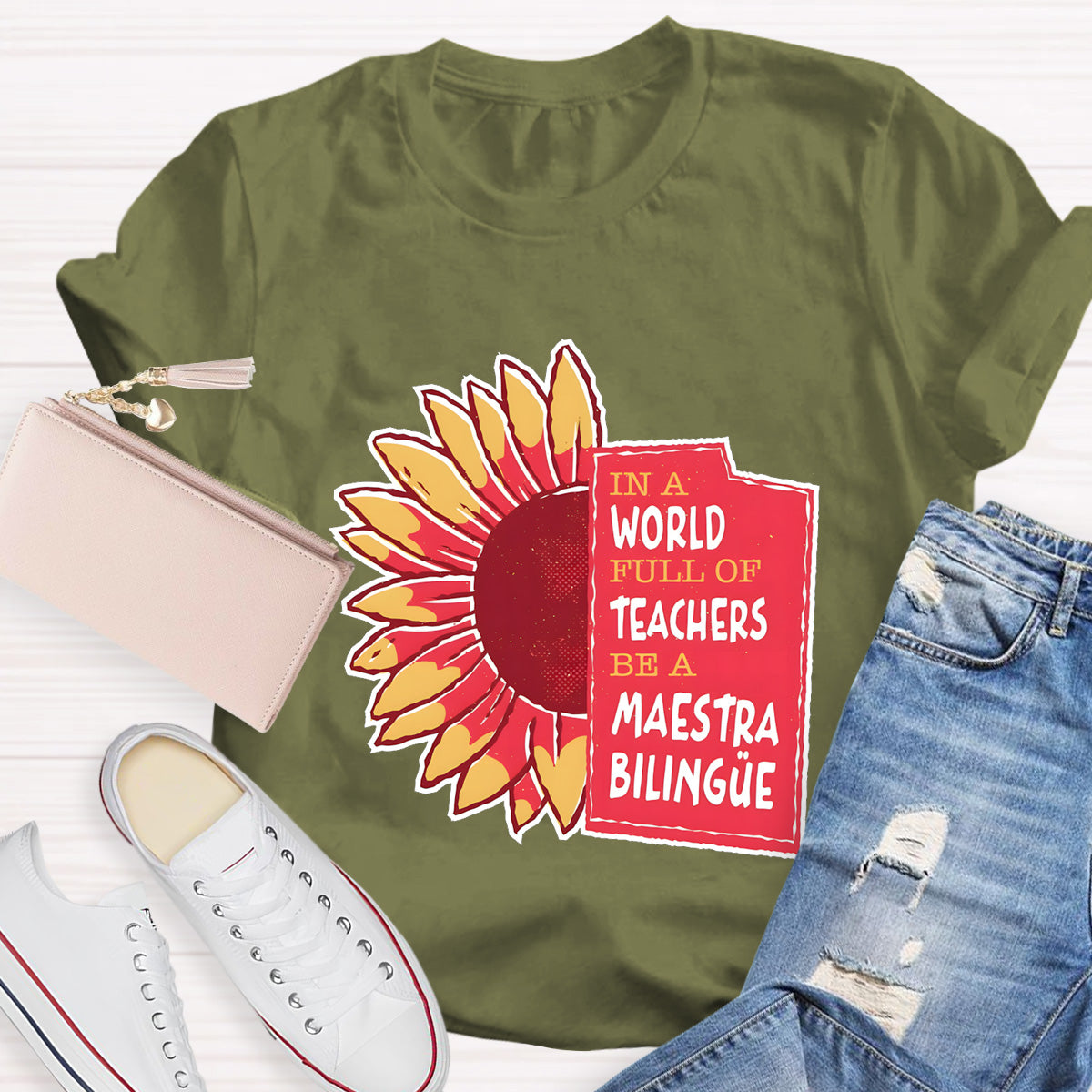 In A World Full Of Teachers Be A Maestra Biling Teacher T-Shirt