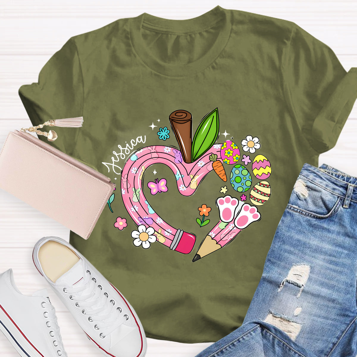 Personalized Name Easter Teacher T-Shirt