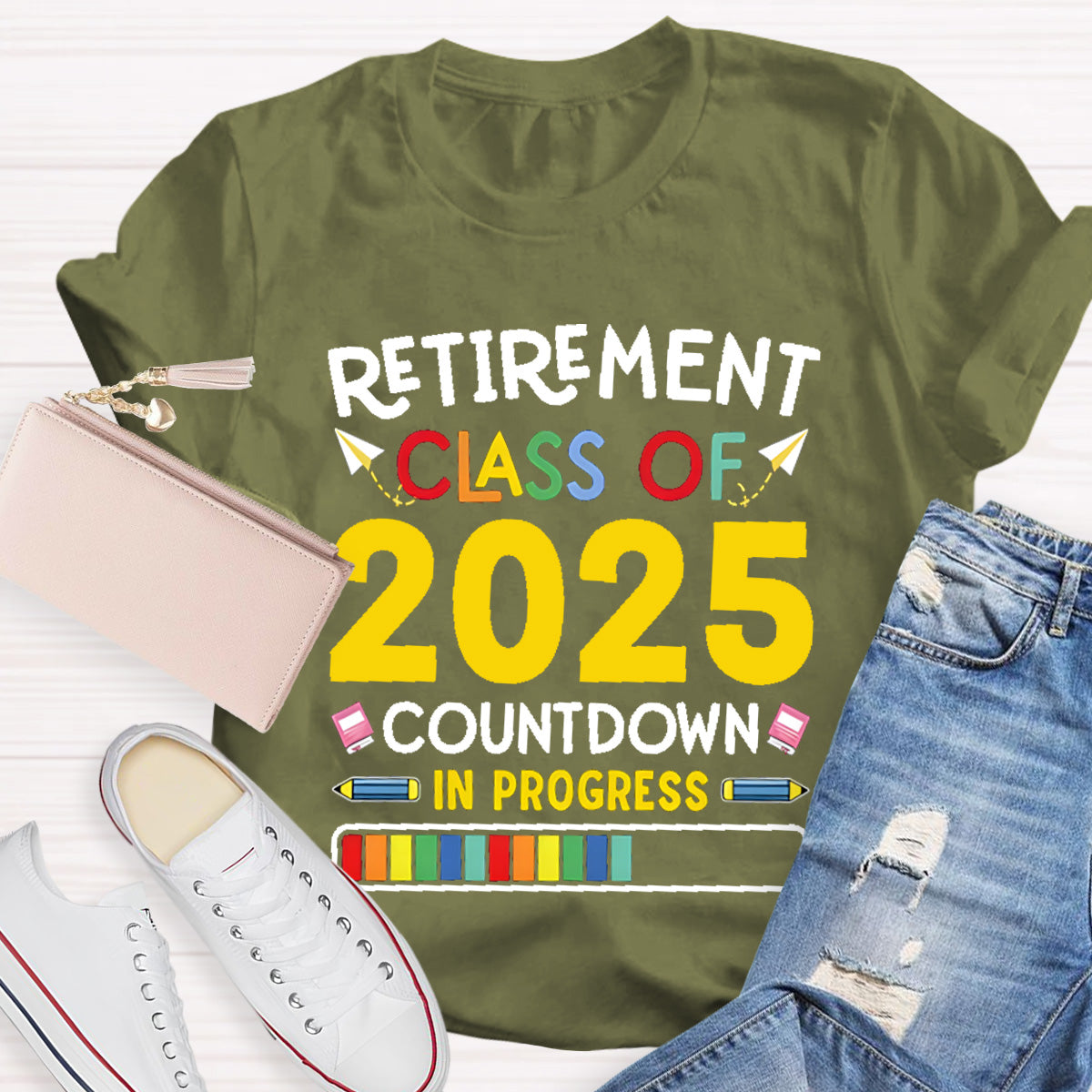 Personalized Retirement Year Class Countdown In Progress Teacher T-Shirt