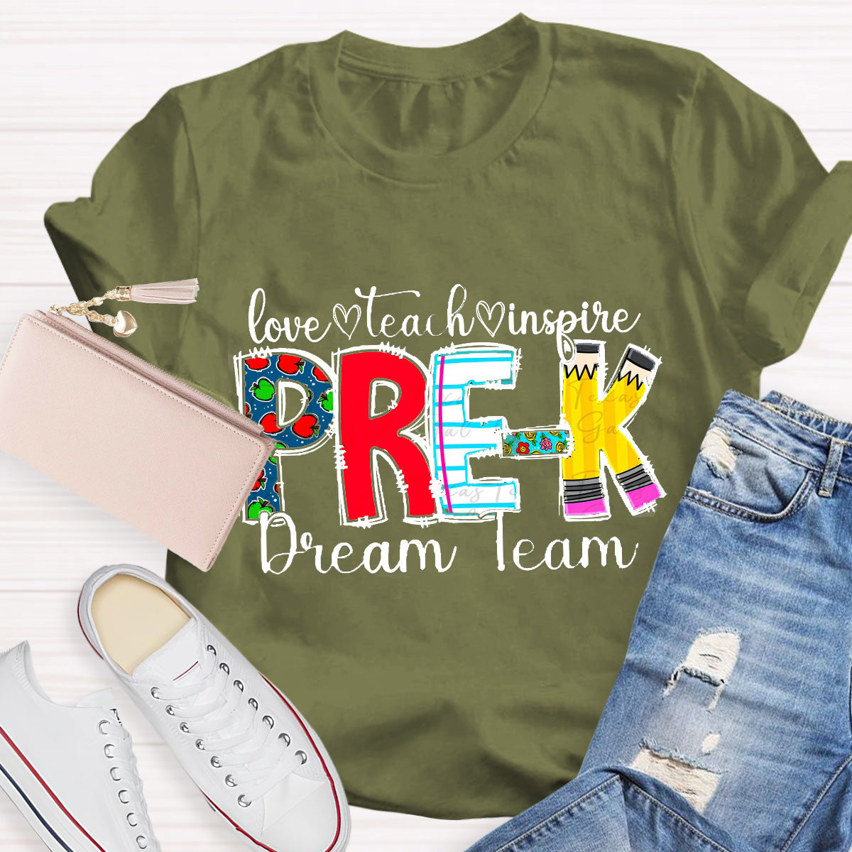 Personalized Grade Dream Team Love Teach Inspire Dream Team Teacher T-Shirt