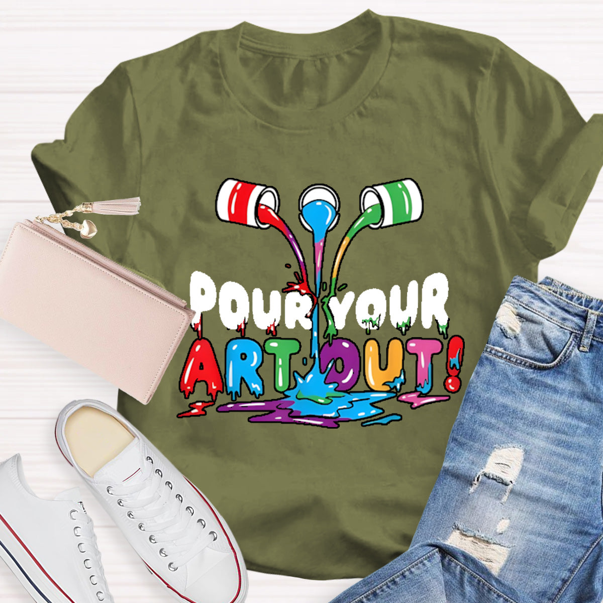 Pour Your Art Out Art Teacher T-Shirt