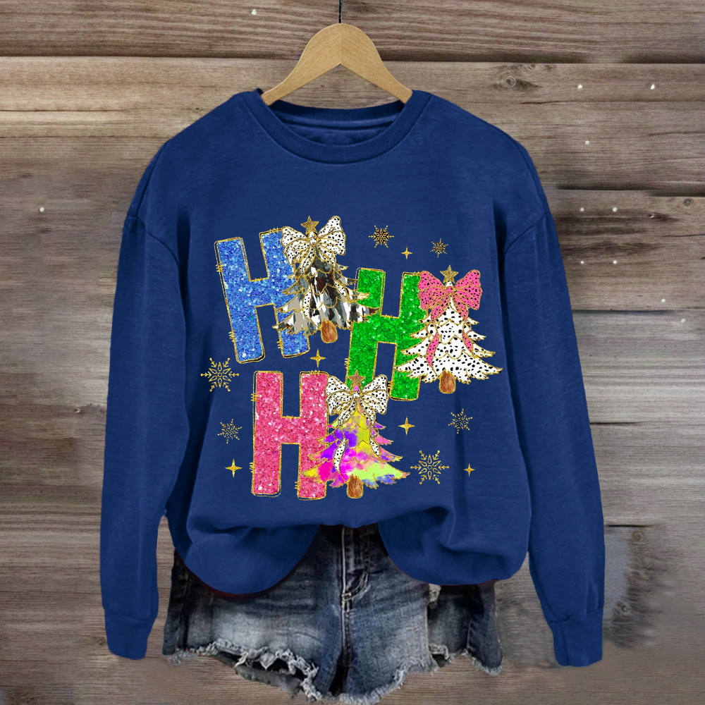 Bright Color Christmas Coquette Bow Ho ho ho Sweatshirt