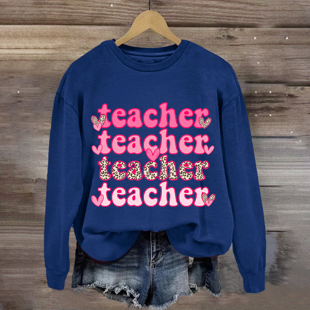 Valentine's Day Pink Teacher Sweatshirt