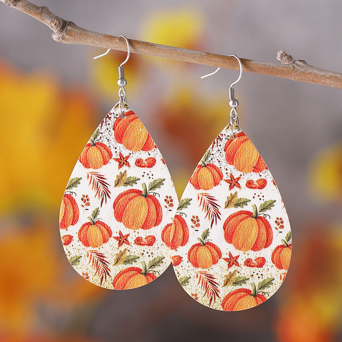 Fallen Leaf Pumpkin Teardrop Pendant