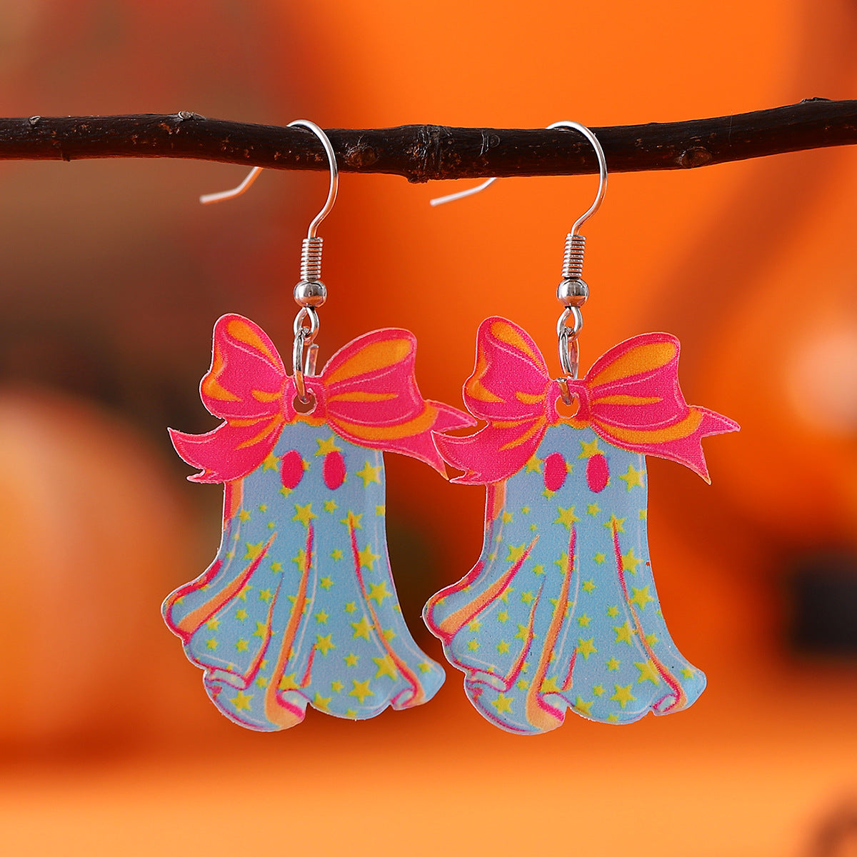 Colorful Bow Ghost Drop Earrings