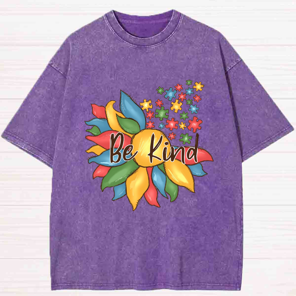 Be Kind Colorful Sunflower Washed T-shirt