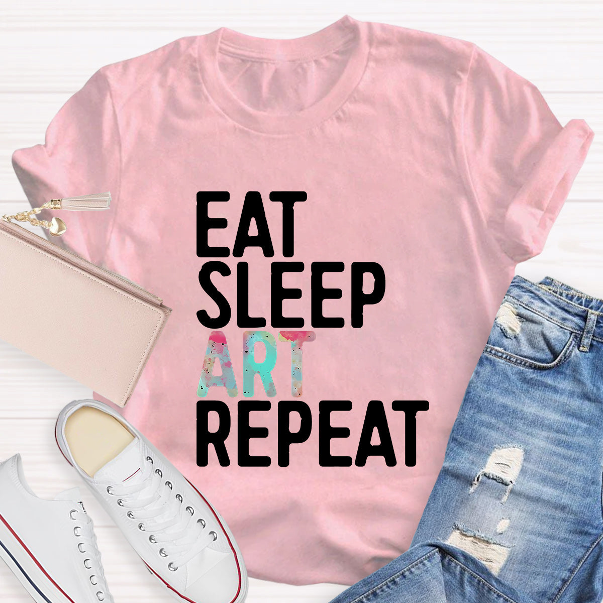 Eat Sleep Art Repeat Teacher T-Shirt