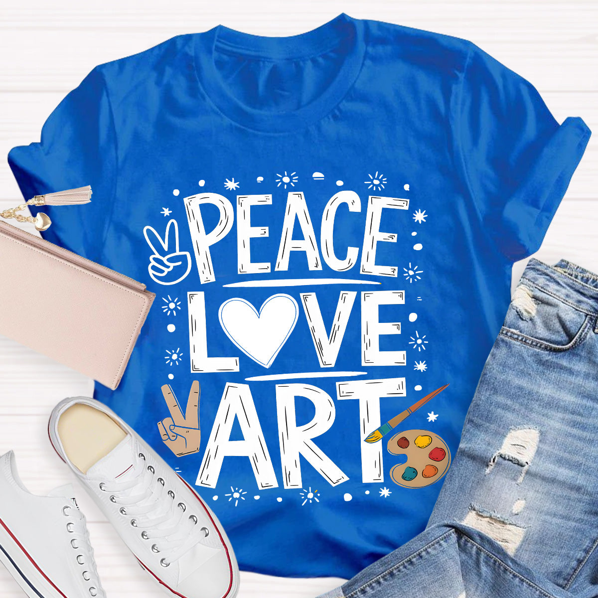 Peace Love Art Teacher T-Shirt