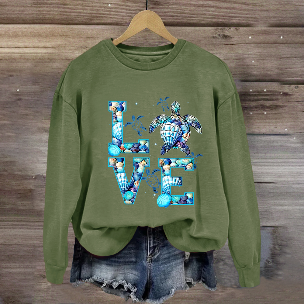 Blue Love For Sea Turtle Sweatshirt