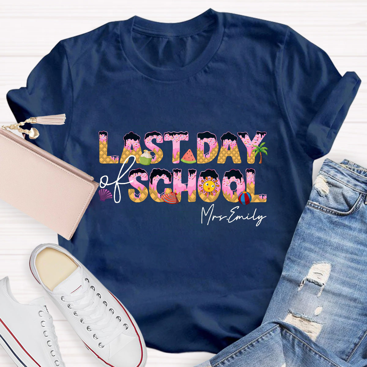 Personalized Name Last Day Of School Teacher T-Shirt