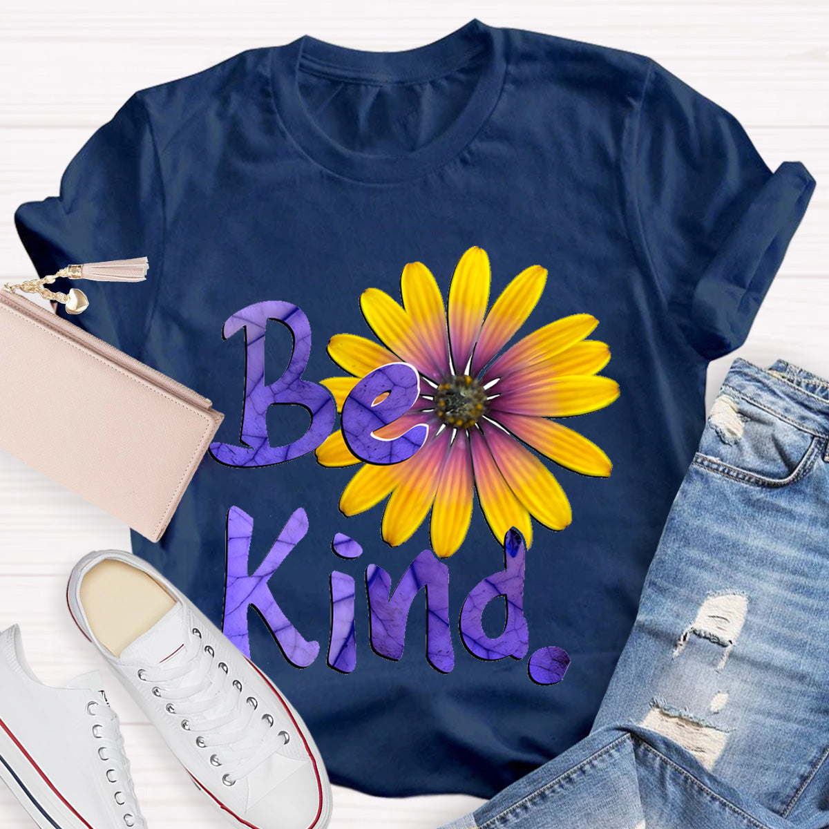 Brighter Sunflower Be Kind Teacher T-Shirt