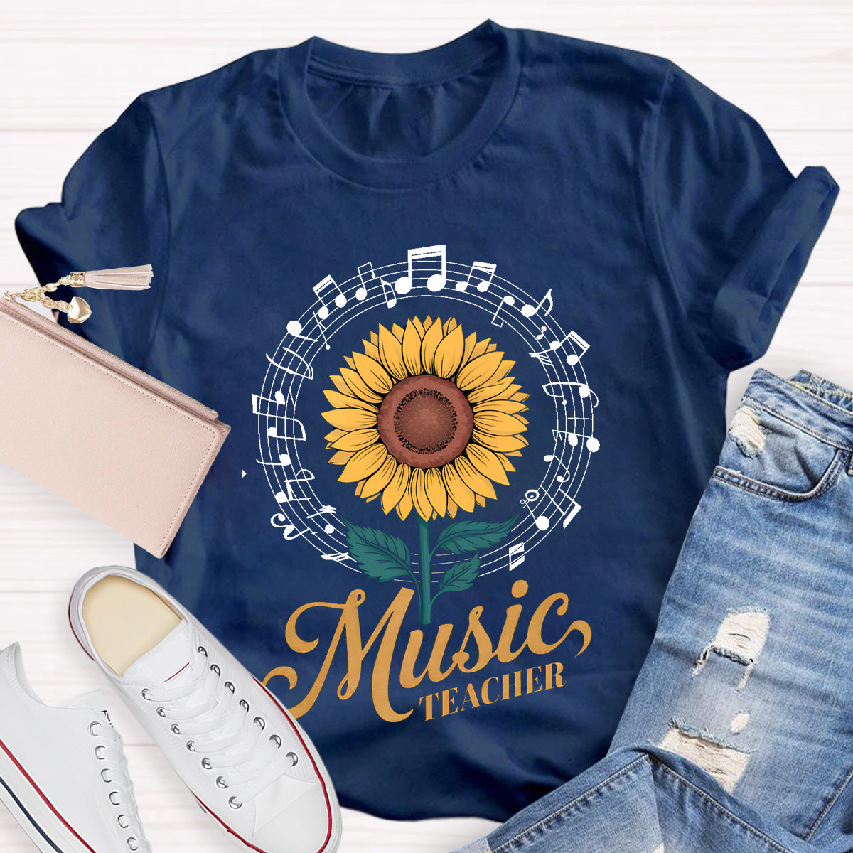 Music Teacher Sunflower Teacher T-Shirt