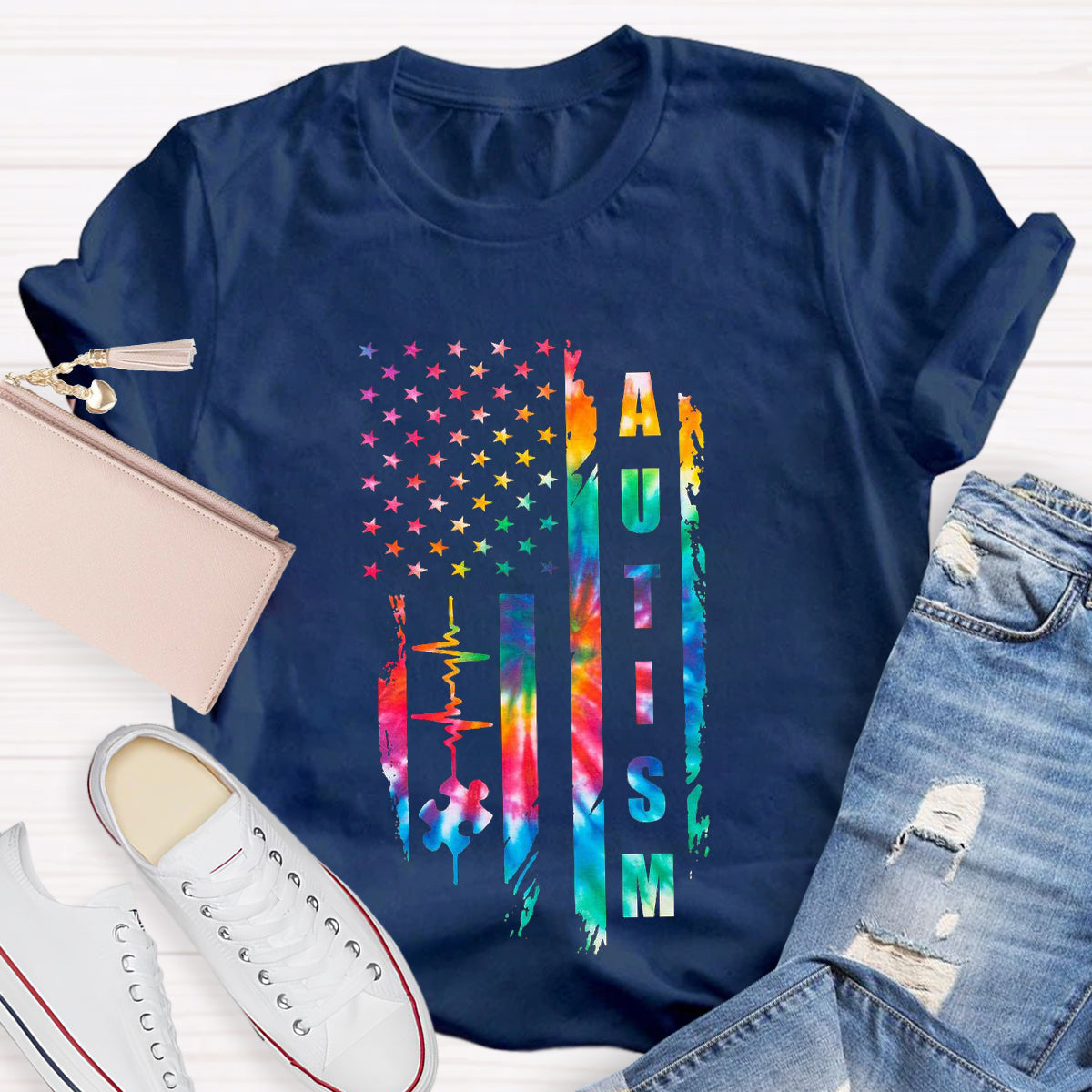 Autism colorful Star Teacher T-Shirt