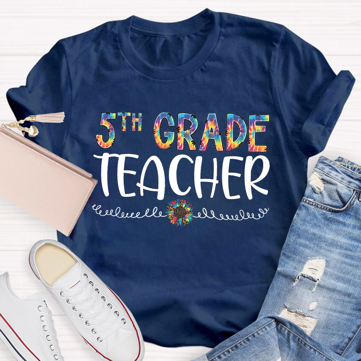 Personalized Grade Colorful Sunflower Teacher T-Shirt