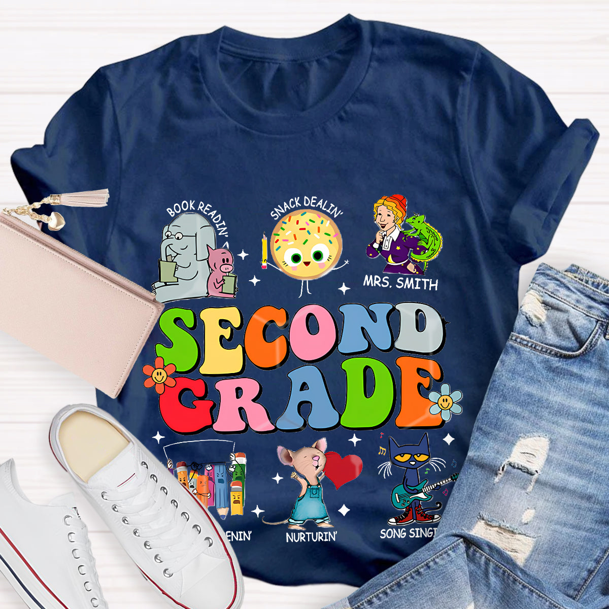 Personalized Grade And Name Children's Books T-Shirt