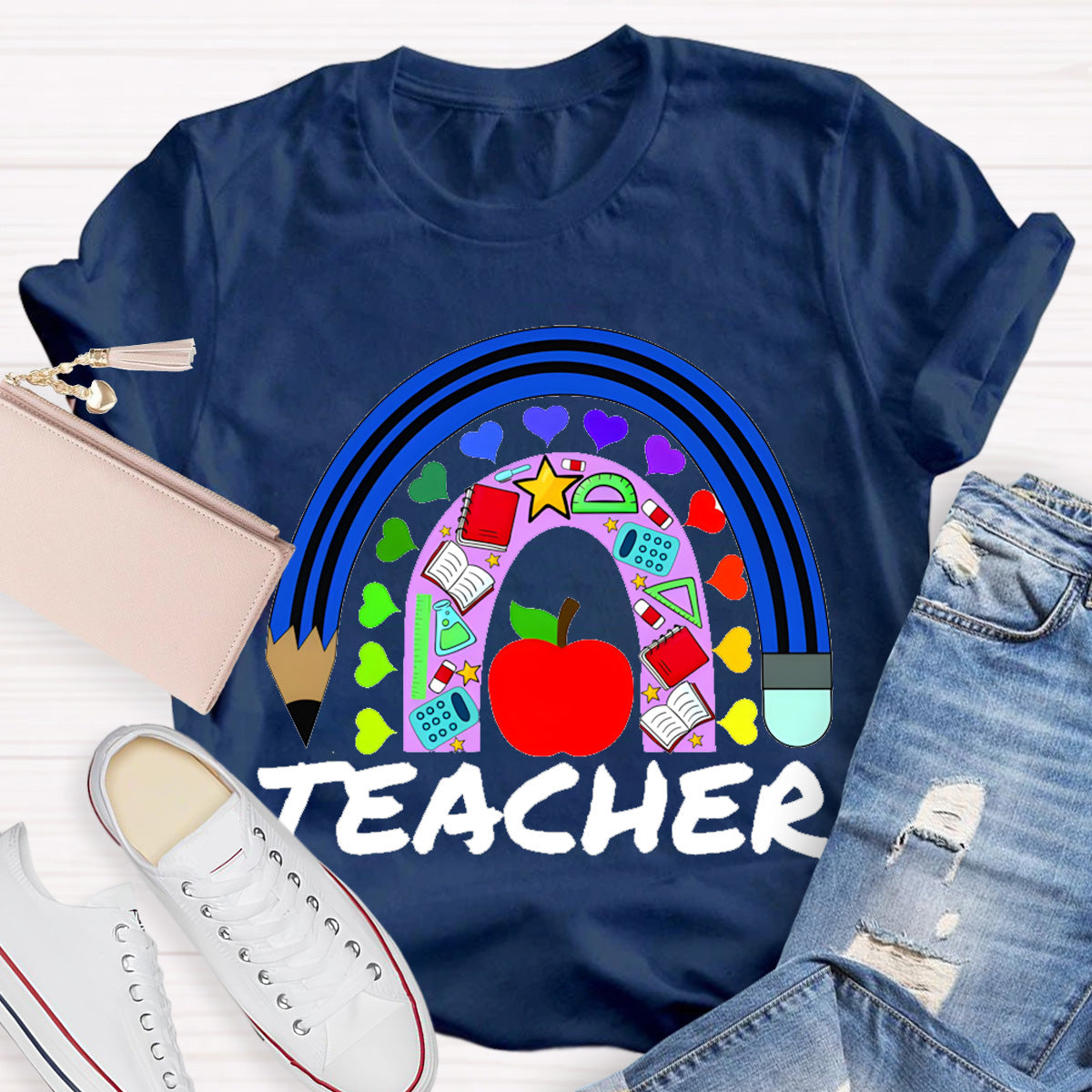 Love Everyone Heart Apple Teacher T-Shirt