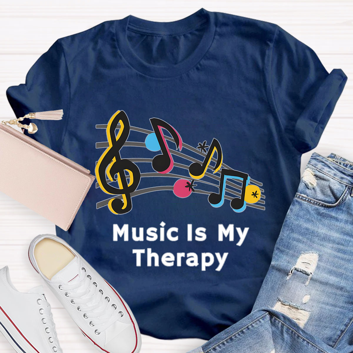 Music Is My Therapy Teacher T-Shirt