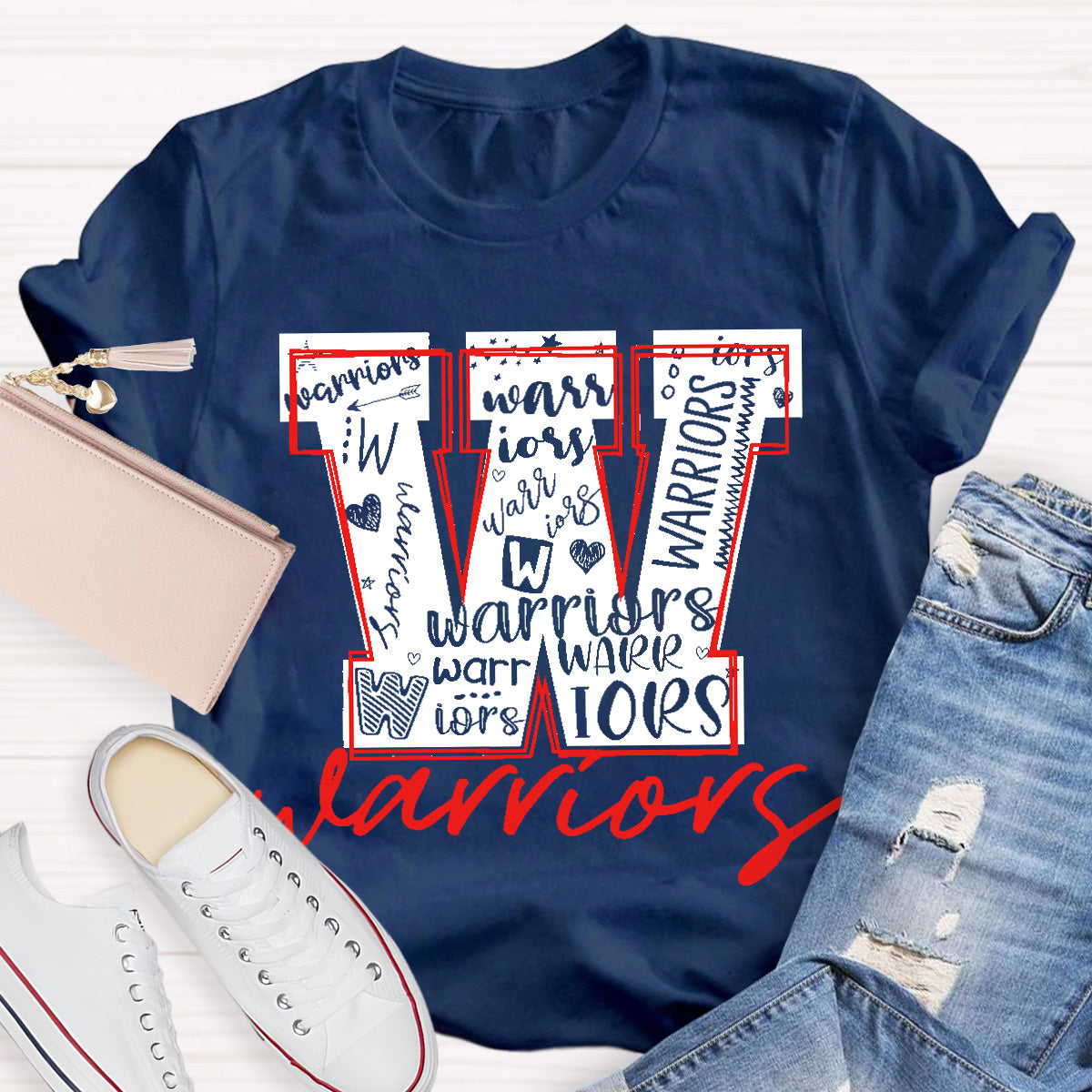 Personalized School Mascot Warriors Teacher T-Shirt