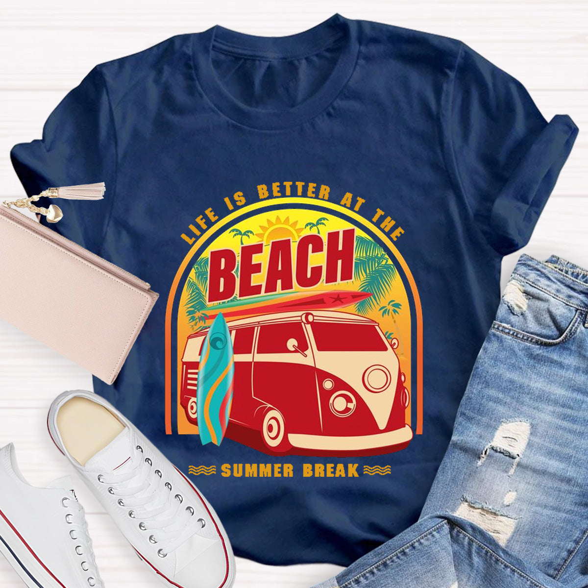 Life Is Better At The Beach Teacher T-Shirt