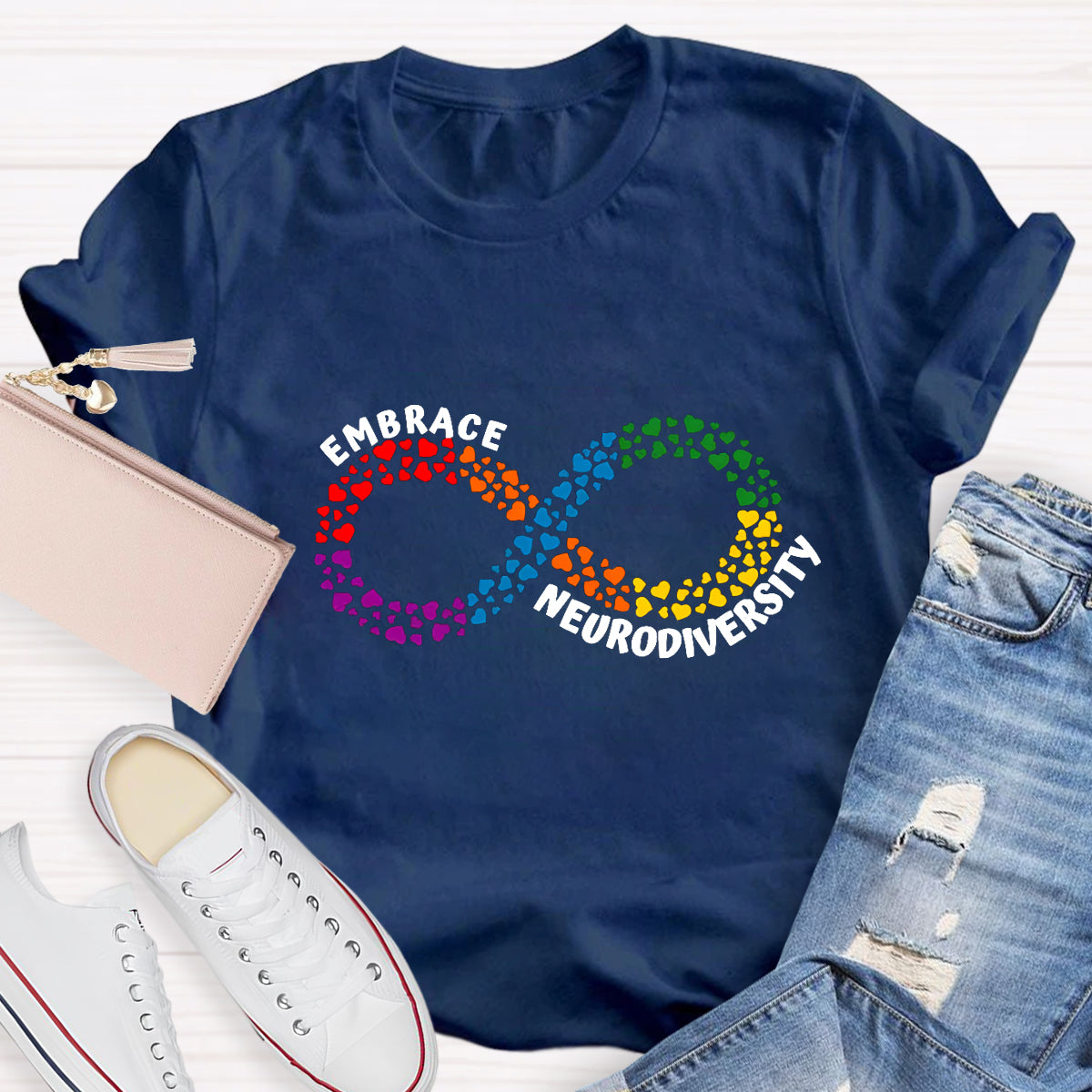 Embrace Neurodiversity Heart Infinity symbol T-Shirt