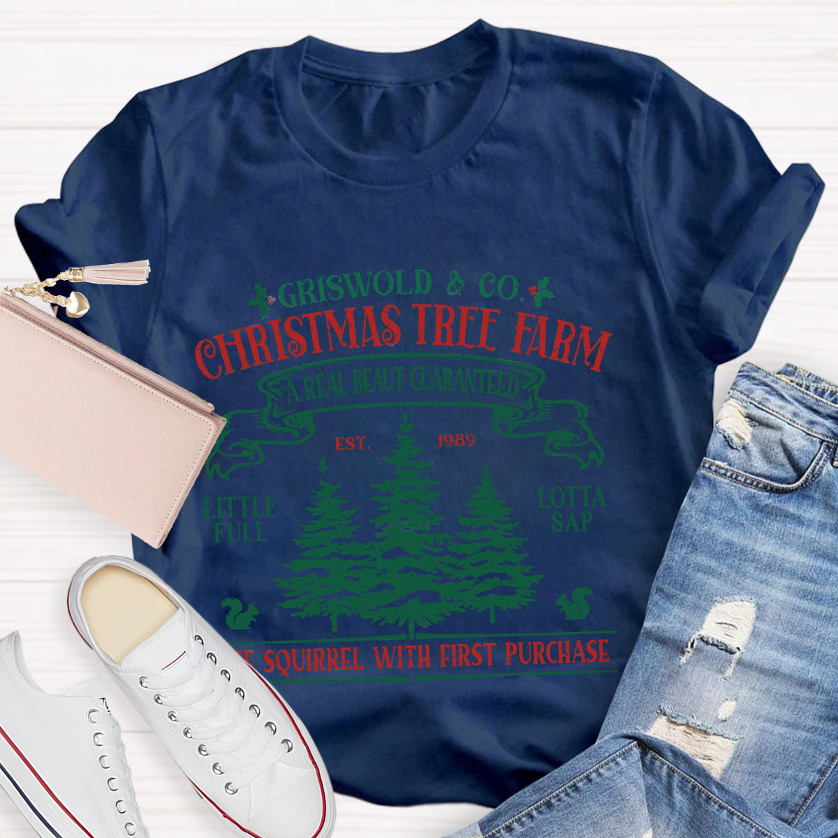 Christmas Tree Farm A Real Beauty Guaranteed Squirrel T-Shirt