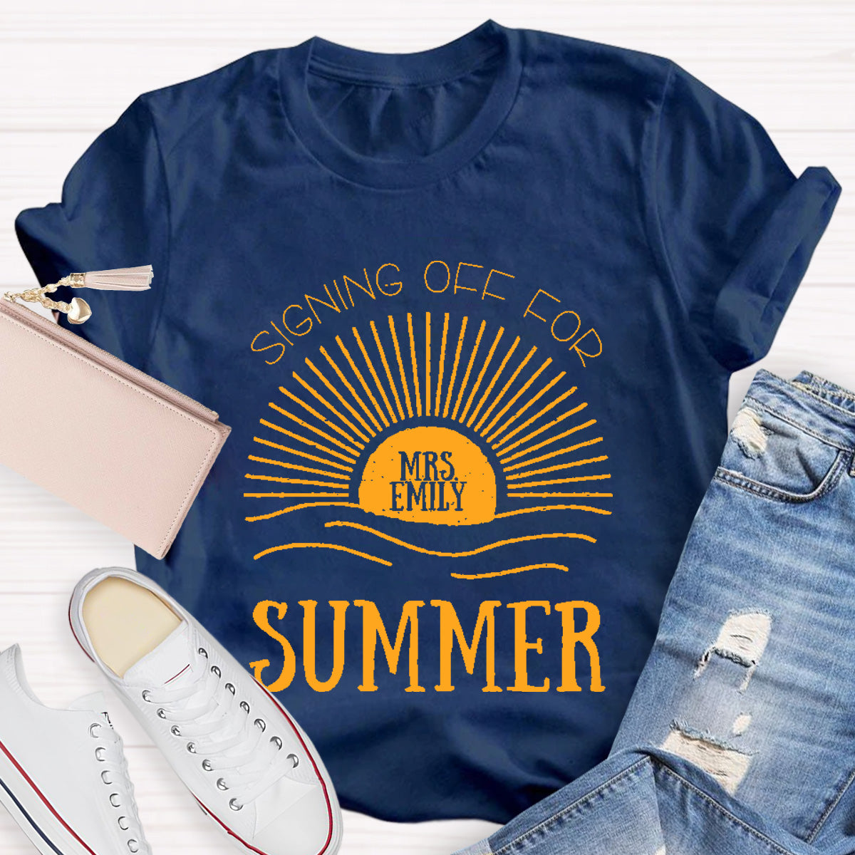 Personalized Name Signing Off For Teacher T-Shirt