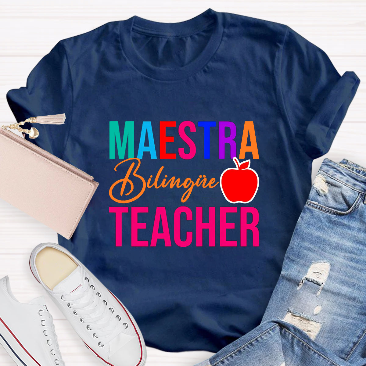 Maestra Bilingual Teacher With Apple T-Shirt
