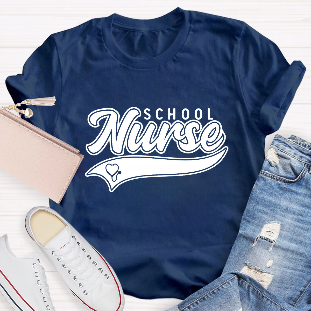 School Nurse Letter Printed T-Shirt
