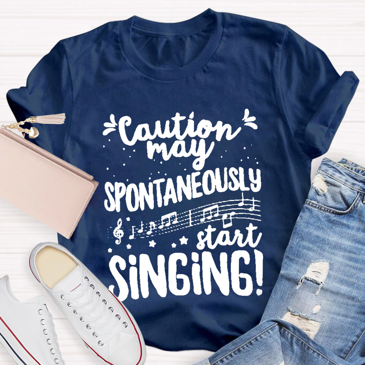 Caution May Spontaneously Start Singing Teacher T-Shirt