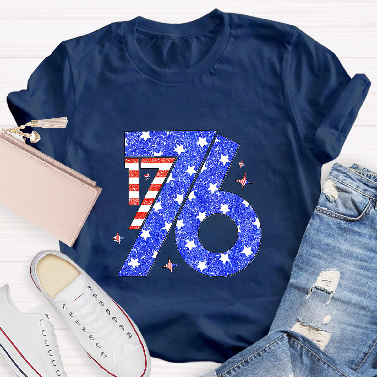 Blue Red White 1776 Teacher T-Shirt