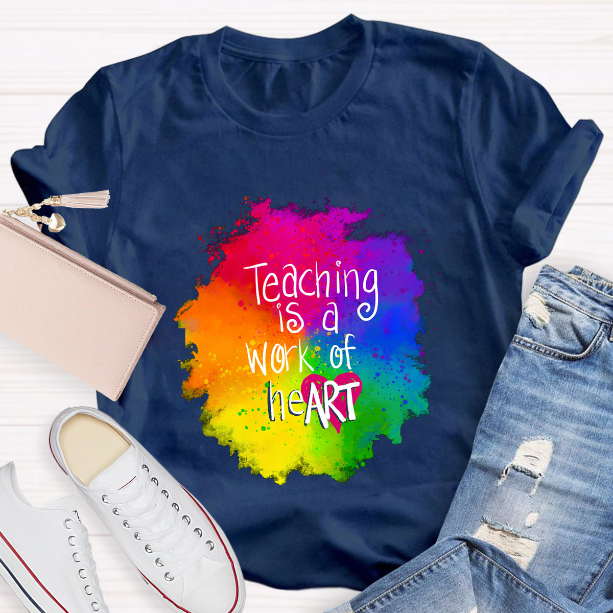 Teaching Is A Work Of Heart Art Teacher T-Shirt
