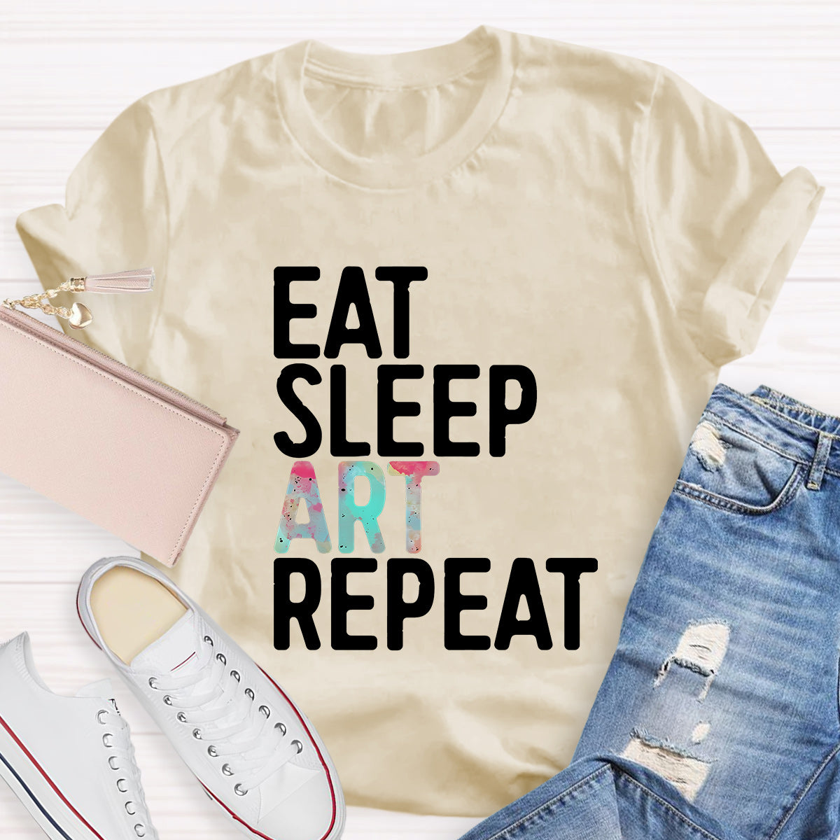 Eat Sleep Art Repeat Teacher T-Shirt