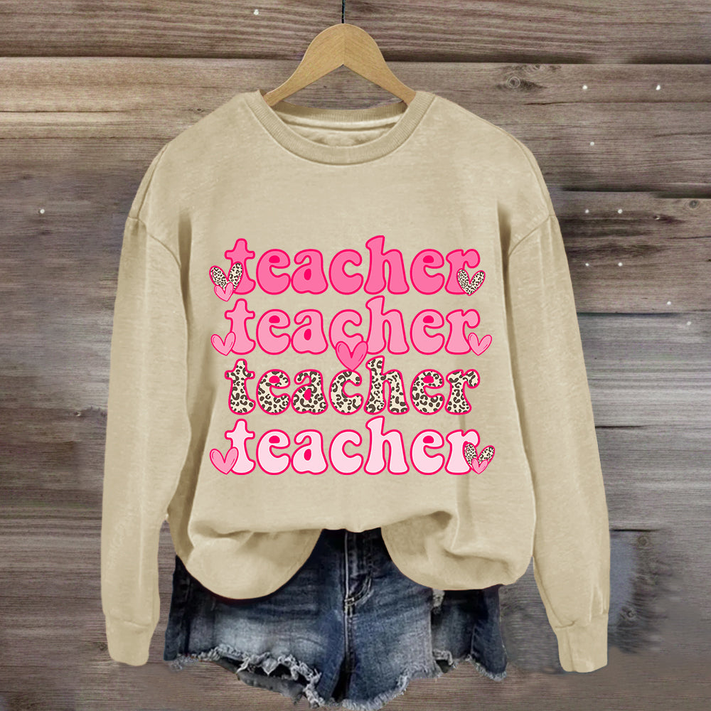 Valentine's Day Pink Teacher Sweatshirt