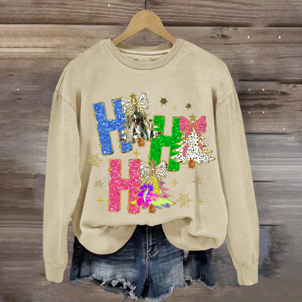 Bright Color Christmas Coquette Bow Ho ho ho Sweatshirt