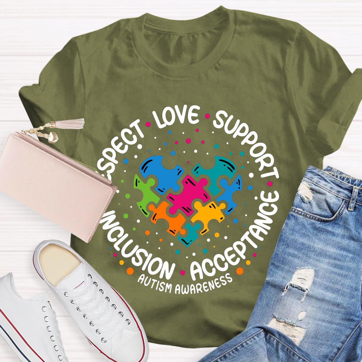 Love Support Acceptance Inclusion Respect Autism Awareness T-Shirt