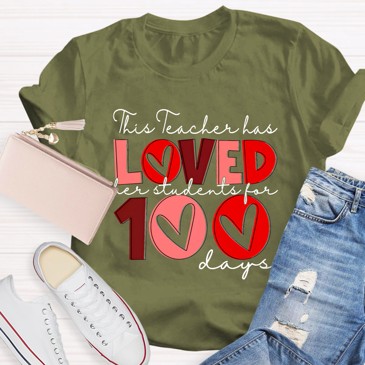 This Teacher Has Loved Her Students For 100 Days T-Shirt