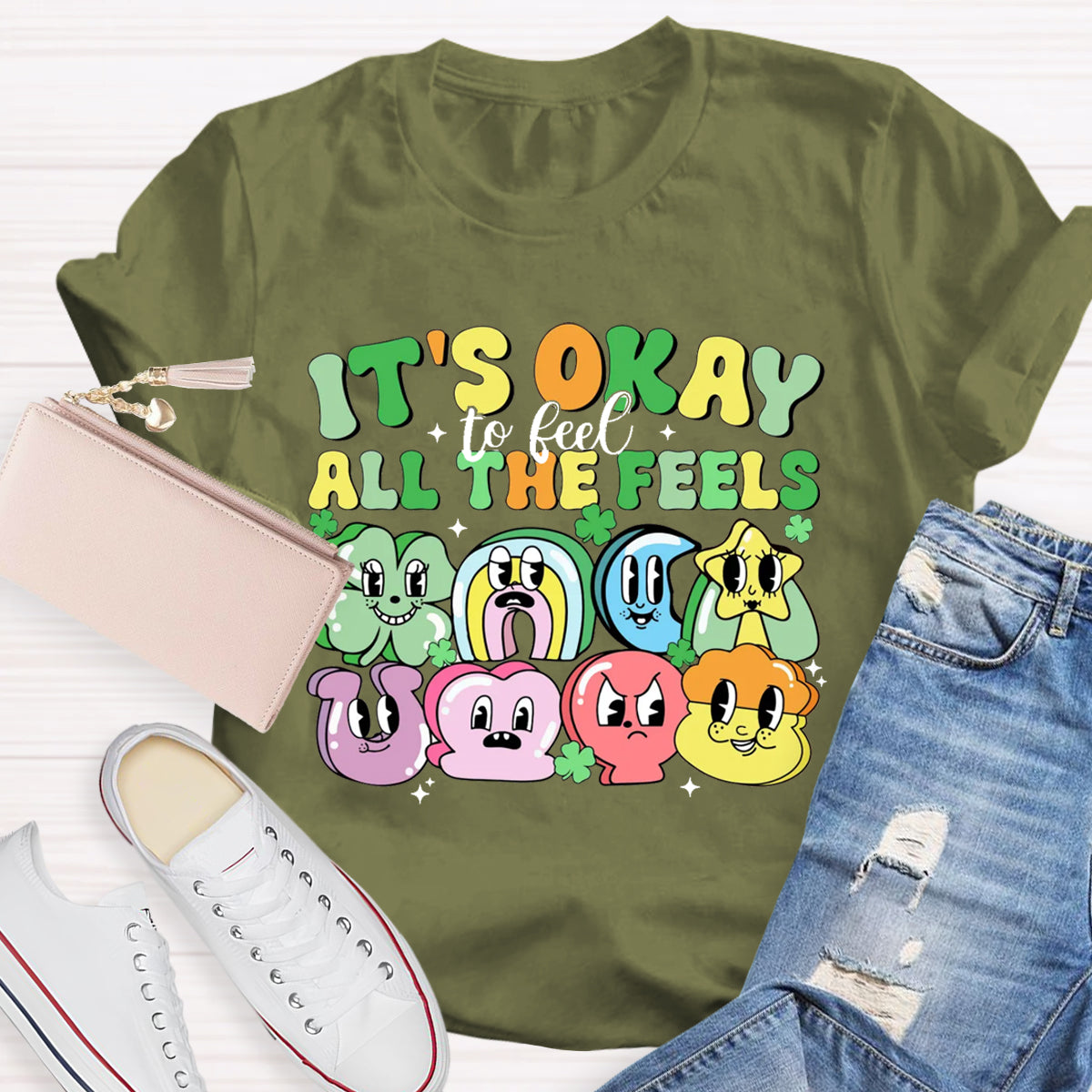 It's Okay To Feel All The Feels Shamrock T-Shirt