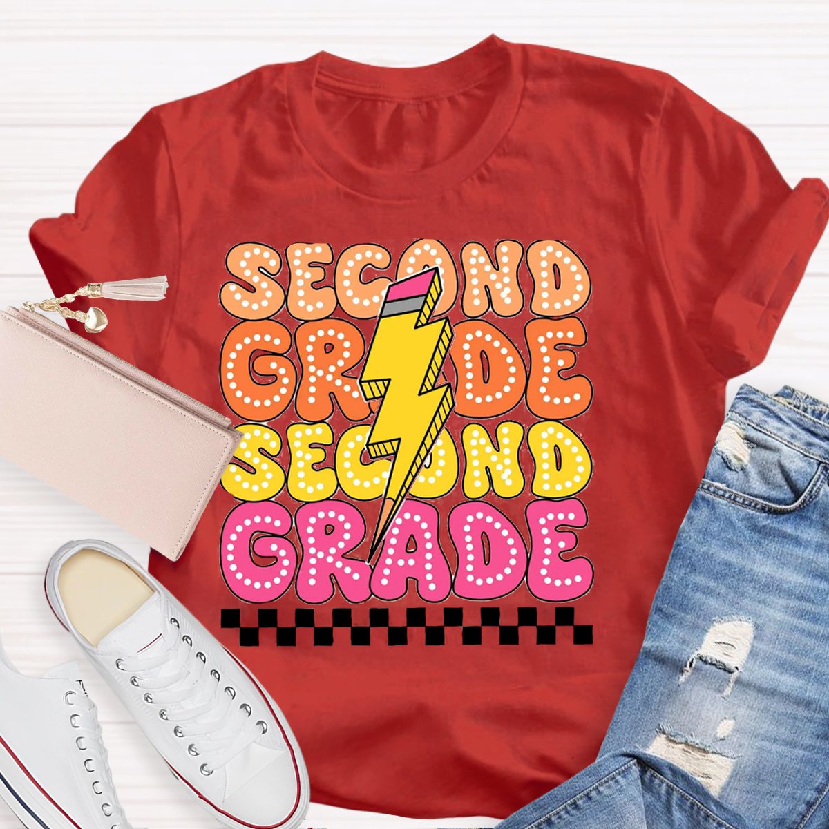 Personalized Grade Hello Second Grade Chockablock Shirt
