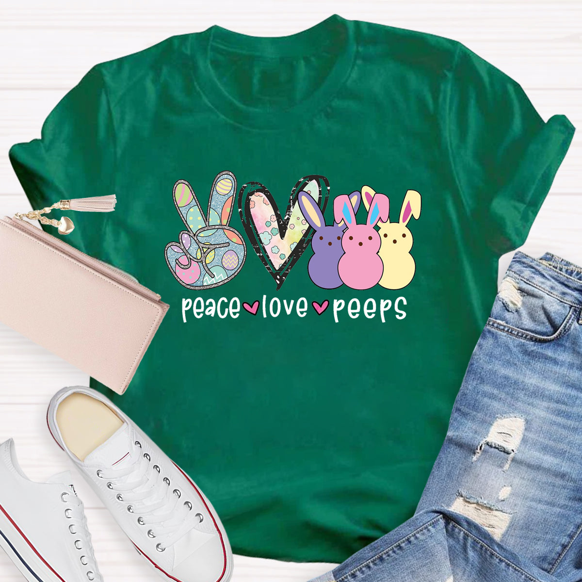 Peace Love Peeps Easter Heart T-Shirt