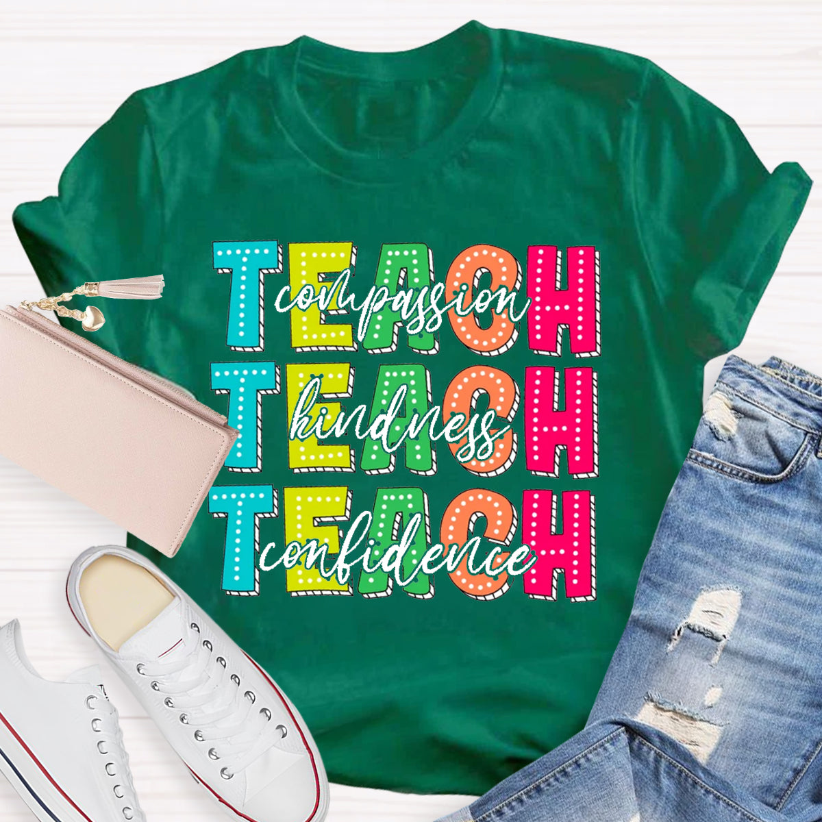 Compassion Kindness Confidence Teacher T-Shirt