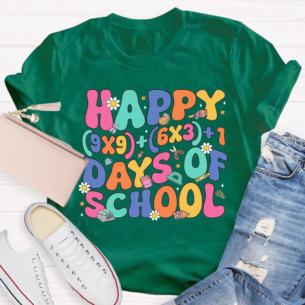 Happy 100 Days Of School Math Teacher T-Shirt