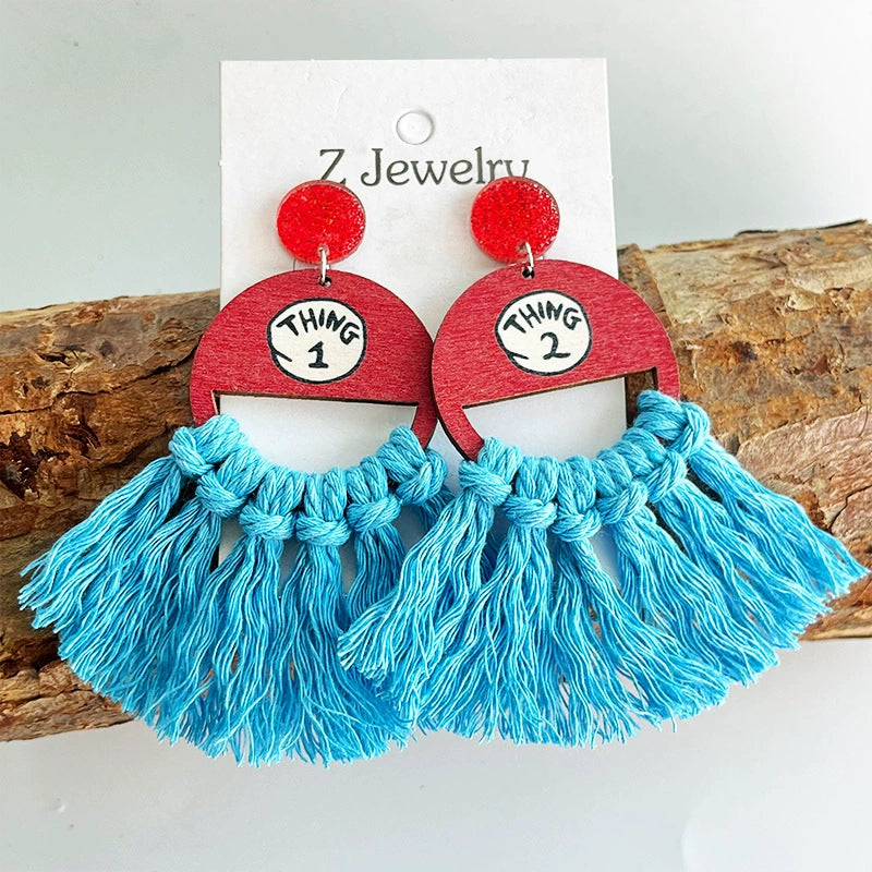 Bohemian Hand-woven Tassel Fan-shaped Reading Teacher Earrings