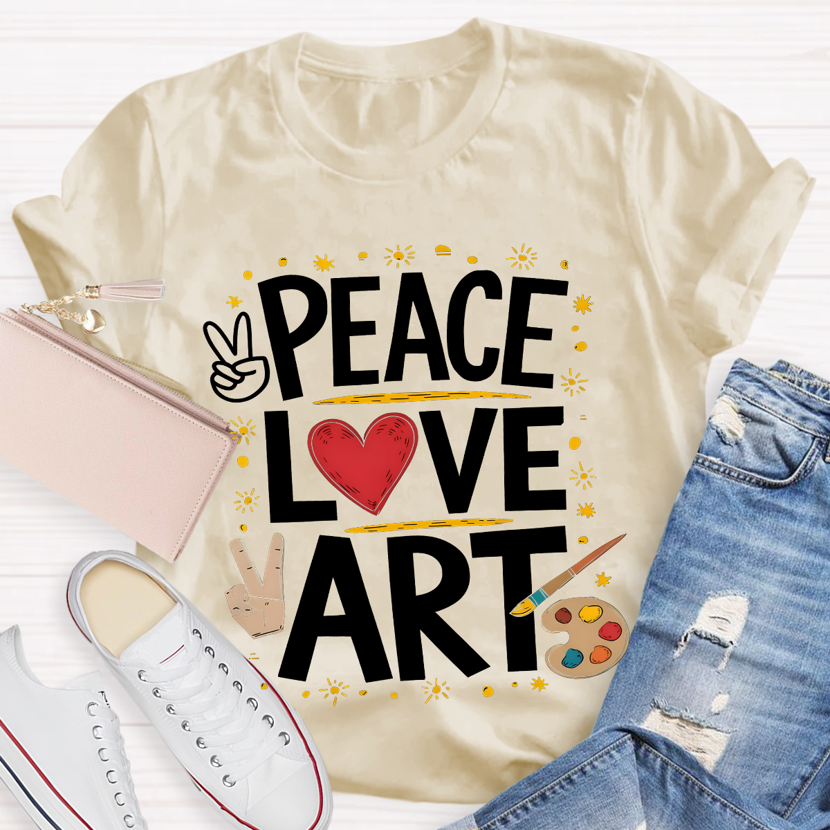 Peace Love Art Teacher T-Shirt