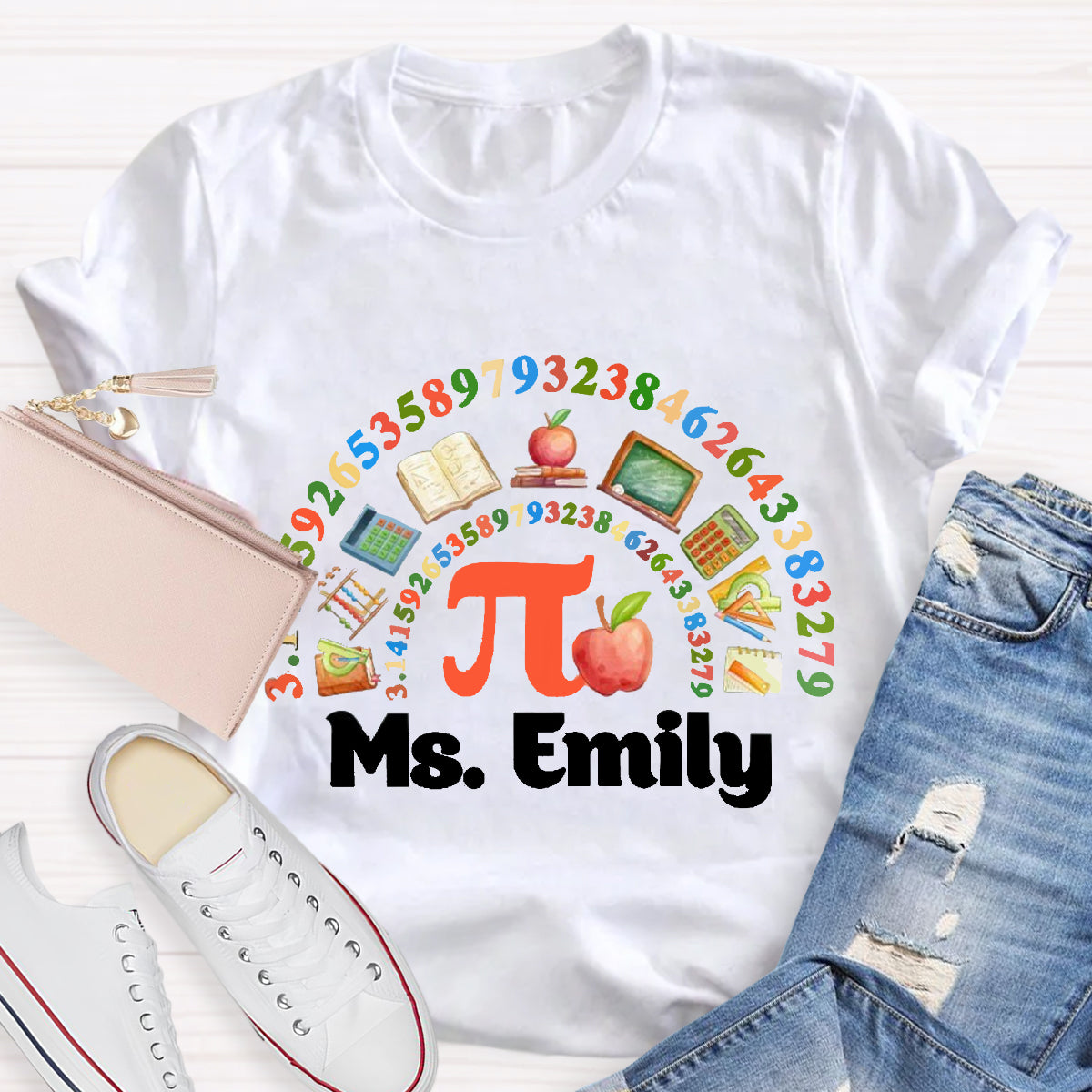 Personalized Math Teacher Name Happy Pi Day T-Shirt