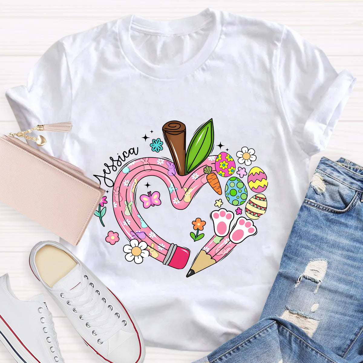 Personalized Name Easter Teacher T-Shirt