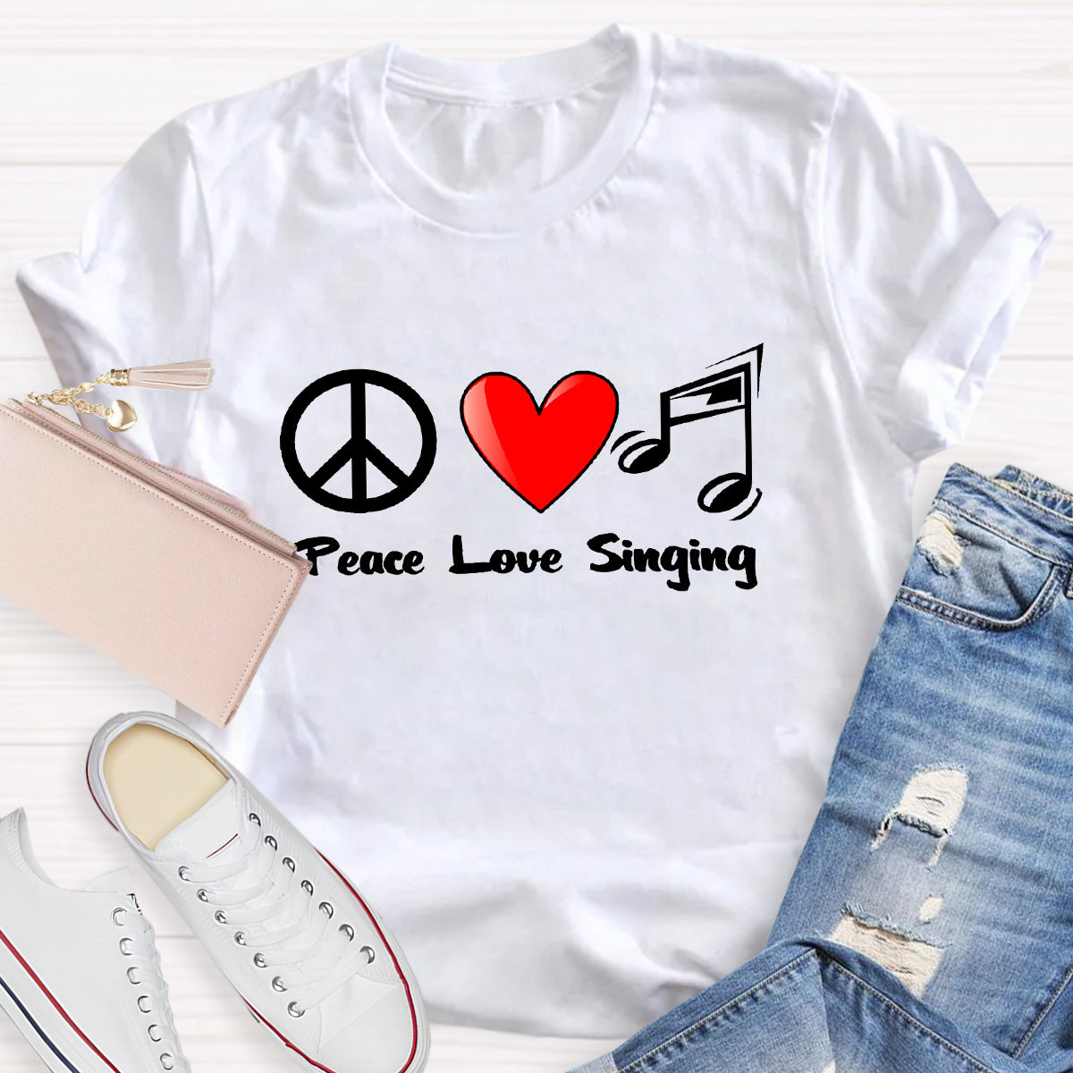 Peace Love Singing Music Teacher T-Shirt