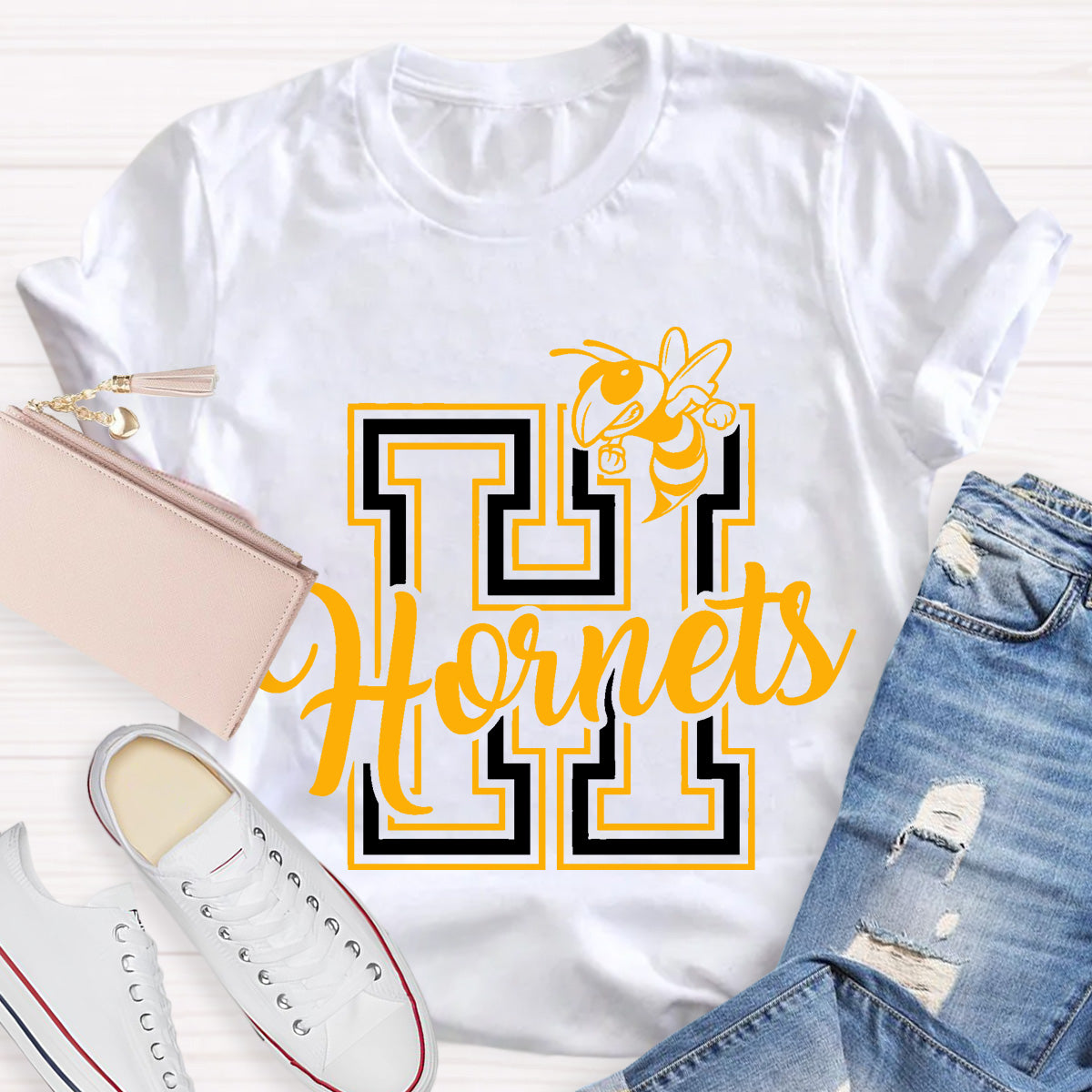 Personalized School Mascot Hornets Teacher T-Shirt