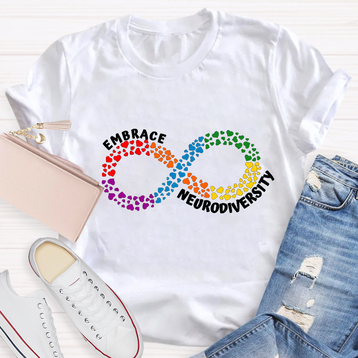 Embrace Neurodiversity Heart Infinity symbol T-Shirt