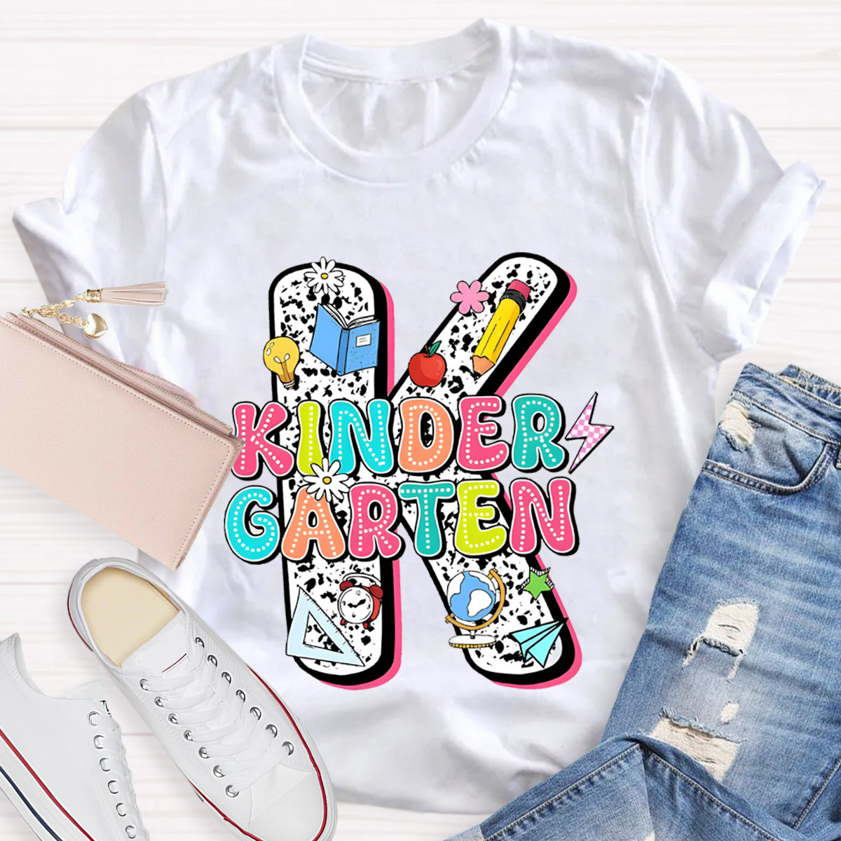 Personalized Grade Kindergarten Letter Teacher T-Shirt