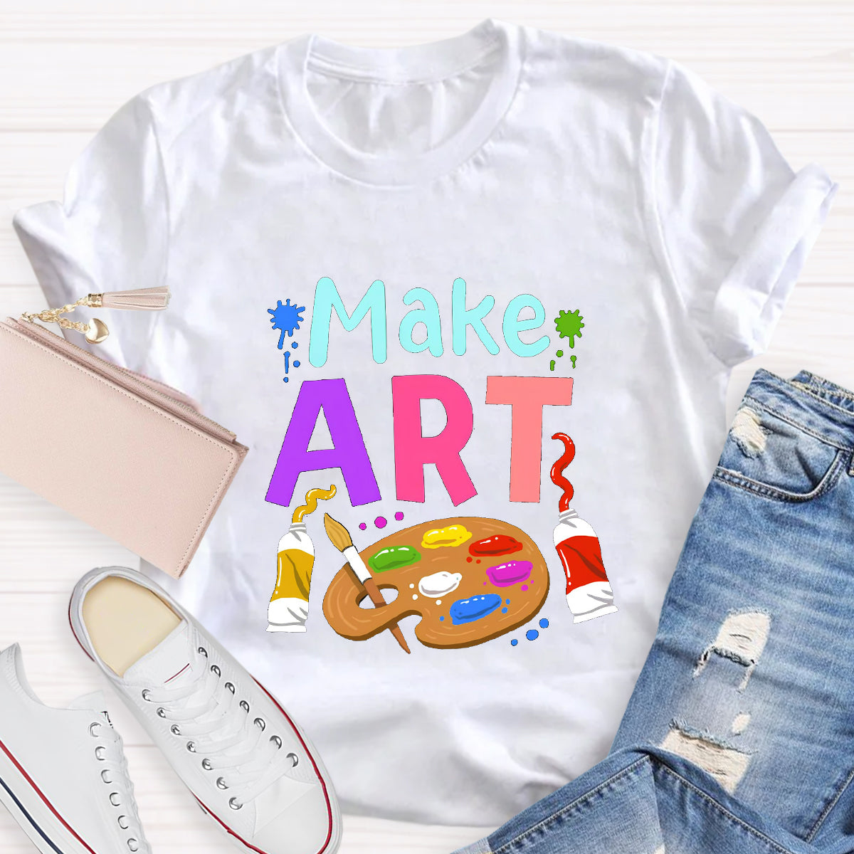 Make Art Color Palette Teacher T-Shirt